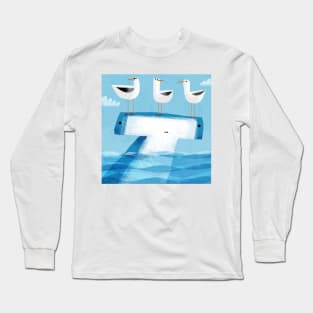 Hammerhead with pesky gulls Long Sleeve T-Shirt